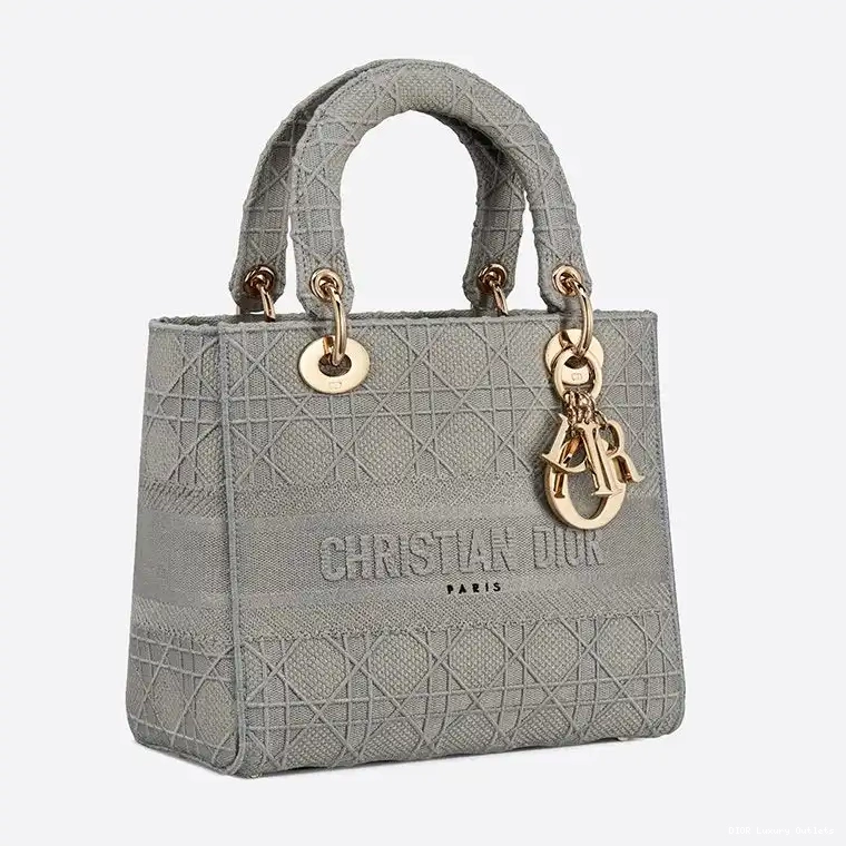 Cheap Lady Bag Motif Grey Medium Canvas D-lite Cannage 0702 Luxury
